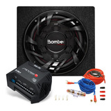 Combo Subwoofer 12 Carbon 250w Rms+ Potencia 4 Ch + Cables