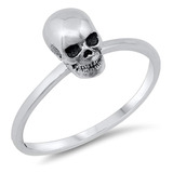 Anillo De Plata De Ley 925, Diseño De Calavera De Ciclista O