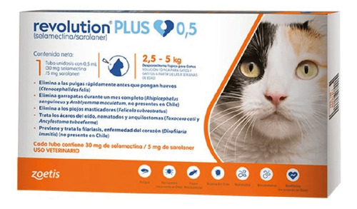 Revolution Plus 0,5 Ml (gatos De 2.5 A 5 Kg)