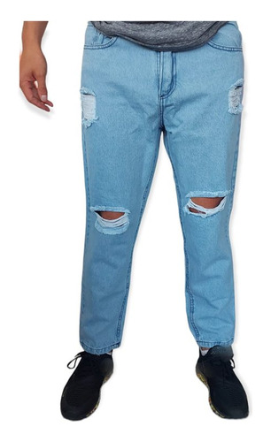 Pantalon De Jeans Mom Rigido Con Y Sin Roturas Hombre