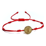 Pulsera Hilo Rojo Protección San Benito Acero