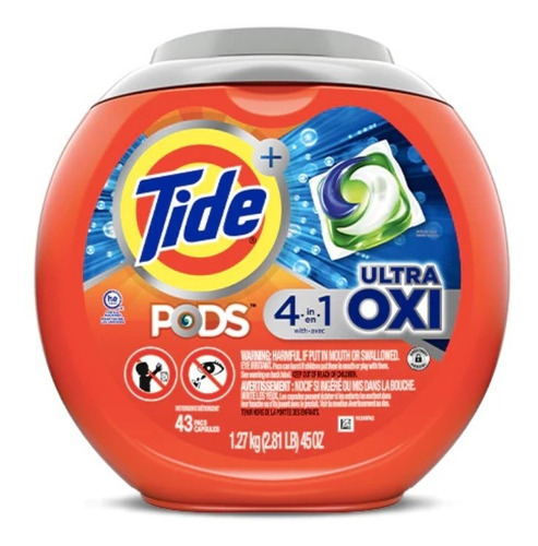 Tide Detergente 43 Capsulas Pods  4 En 1 Ultra Oxi
