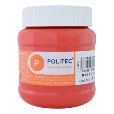 Pintura Acrílica Politec 250ml Rojo Mate Para Madera, Papel Y Tela | Meses sin interés