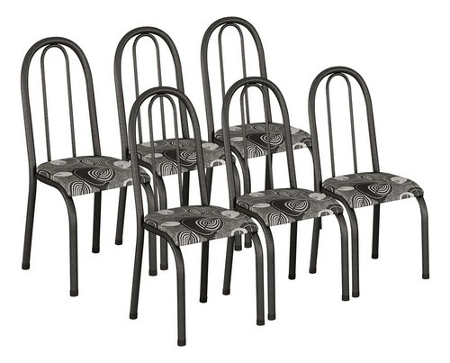 Conjunto De 6 Cadeiras Kit Cozinha Jantar Aço Metal Sala