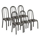 Conjunto De 6 Cadeiras Kit Cozinha Jantar Aço Metal Sala