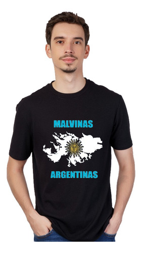 Remera Negra - Malvinas Argentinas - Unisex - Manga Corta