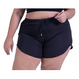 Kit Shorts Feminino Praia Piscina Liso+ Body Preto Plus Size