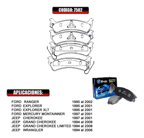 Pastilla D Freno Trasera Ford Mercury Mountaineer 1997  7502 Foto 2