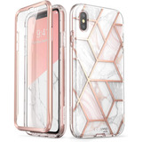 Funda Para iPhone XS / iPhone X | Marmol Rosa Blanco Dorado