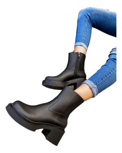 Bota Lluvia Mujer Plataforma Cierre Impermeable Serafinne 09