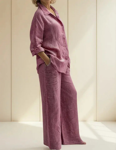 Conjunto De Blusa Y Pantalón De Lino Para Mujer