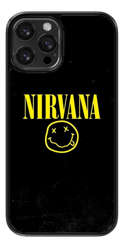 Funda Para Celular Nirvana Rock Banda Carita Letras Negro