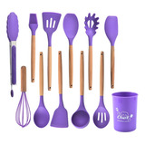 Utensillos Cocina Set 12 Espatulas Brochas De Silicona Conju Color Morado