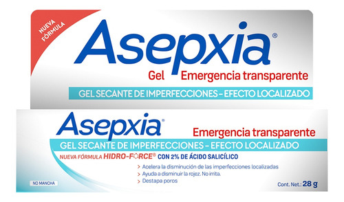 Asepxia Gel Emergencia Transparente X 28grs