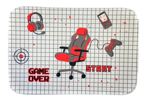 Tapete De Quarto Game Streamer Vermelho Start 60cm X 40cm