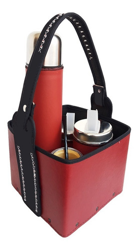 Canasta Matera  Equipo Kit De Mate Completo Liso Rojo Marbry