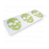 Plancha De Strass Tacha Termoadhesiva Fluo Calavera 3u.