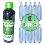 Kit Aztk De 10 Tanques Co2 Para Pistola Y 1500 Balines Negro