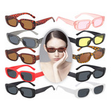 10 Piezas Gafas De Sol Rectangulares Estilo Vintage Casual