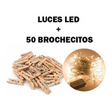 Tira Luz Led Blanca Calida 220v 9mt + 50 Broches Para Fotos