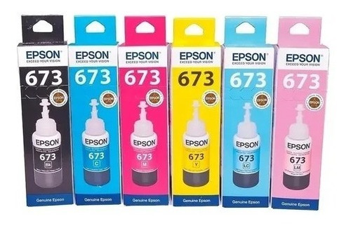 Combo Tinta Epson T673 Todos Los Colores L800 L1800 Original