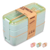 Toppers Lunch Box 900ml 3 Pisos Muy Lindo Bambu Color Verde