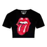 Playera O Crop Top Rolling Stones Lengua De Lentejuela 