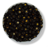 Pastillas Negras Estrellas Doradas 6mm 25gr 200u Armar Bijou