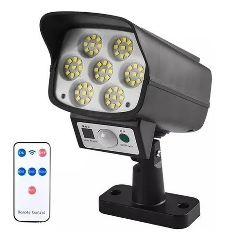 Lampara Foco Solar 77 Led Falsa Camara Seguridad Sensor Color Negro