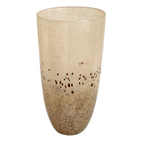 Vaso De Cristal Murano Alto 30cm Marrom E Creme P/ Orquídea