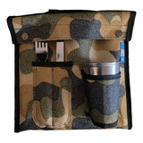 Set De Asado Porta Plato Cubiertos Y Vaso De Cordura Premium