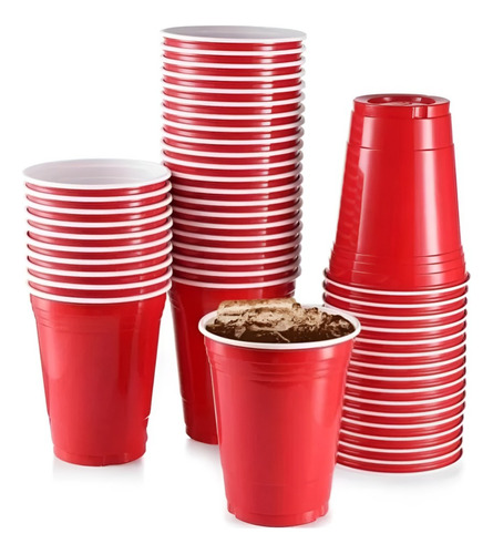 50 Vasos Plasticos Vaso Desechable Grande Bicolor 16oz 473ml