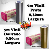 Kit Vinil: Bobina Prata + Bobina Dourada Com 5m X 0,30cm