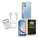 Capinha Samsung A34 + Fone De Ouvido Bluetooth + Película 3d