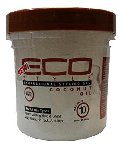 Eco Style Gel Para Peinar De Coco, 8 Onzas