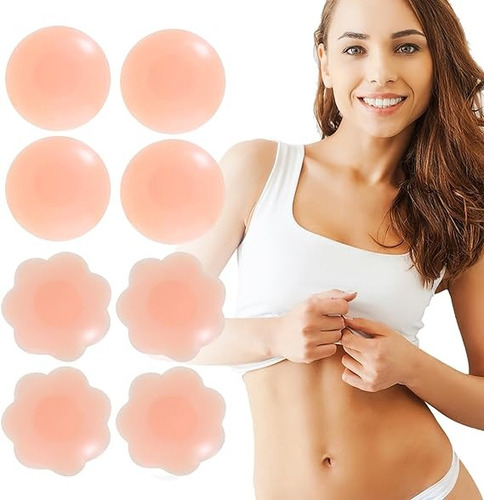 Par Pezoneras Silicona Para Escote Traje Baño Nude Delgadas