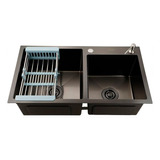 Cuba Para Cozinha Gourmet Pia Dupla Aço Inox 304 Awá 78 X 43 Cm Pingoo.casa - Preto