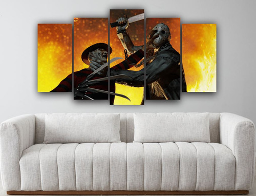 Cuadro Decorativo Freddy Vs Jason Set De 5 Piezas Terror 01