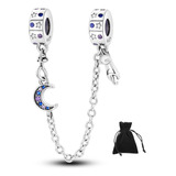 Charm Luna Gato De Seguridad Plata S925 Compatib Pandor