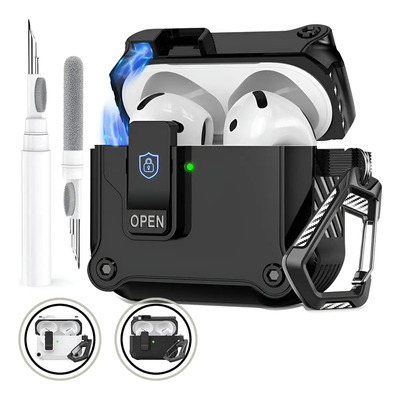 Funda Protectora Silicona Para AirPods 4 Case + Limpiador Negro | MercadoLibre