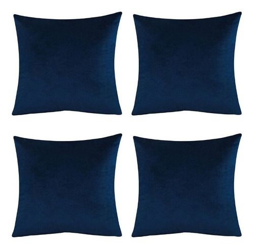 4 Cojin Decorativos Azul Midnight Para Sala 45x45