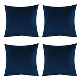 4 Cojin Decorativos Azul Midnight Para Sala 45x45