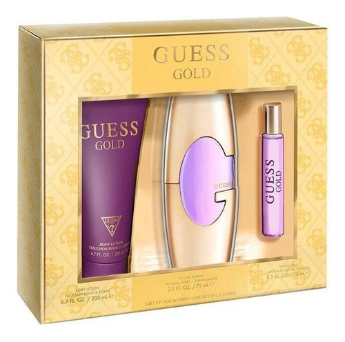 Set Guess Gold Eau Parfum 3pzas Para Mujer 