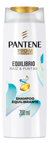 Shampoo Equilibrante Para Pelo Mixto Pantene Equilibrio Raíz Y Puntas Pro-v Miracles Con Algas Marinas, Aceite De Baobab Y Pro-vitamina B5 200 Ml