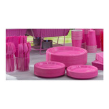 Kit P/ 80 Desechables Color Magenta Fiucha Platos Vaso Serv