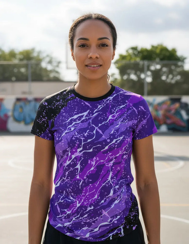 Playera Dama Manga Corta Rayos Morados L0007