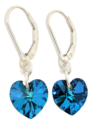 Aros Con Cristal Swarovski Corazon 10mm Plata 925