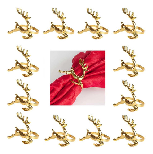 12pcs Anéis Guardanapo Elk Chic Para O Natal De Ação Graças