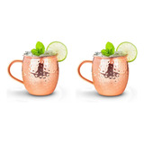 Kit 2 Canecas Moscow Mule 450ml 8cm Em Rose Gold Kehome