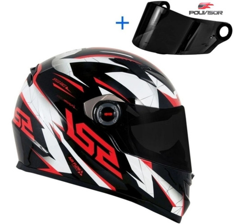 Capacete Ls2 Ff358 Draze  Black E Red + Viseira Fumê